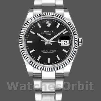 Replica Rolex Oyster Perpetual 34mm unisex-115234-zwarte wijzerplaat zwart