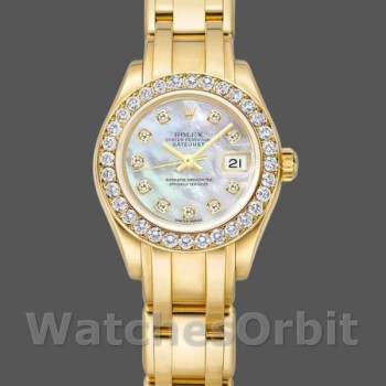 Replica Rolex Pearlmaster 29mm voor dames-80298-White MOP Dial Luxe