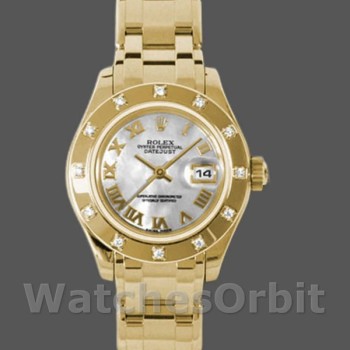 Replica Rolex Pearlmaster 29mm Dames-80318-Witte MOP Wijzerplaat Luxe