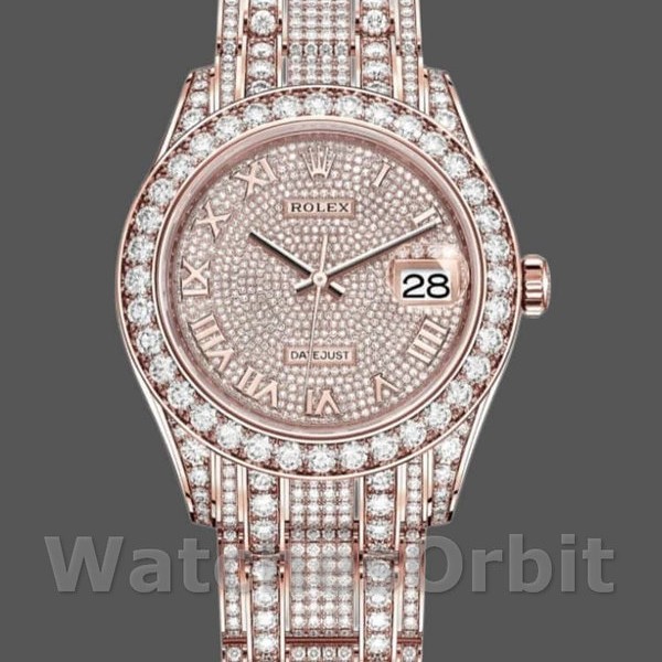 Replica Rolex Pearlmaster 39mm Heren-86405RBR-Everose Goud-Gegolfd Diamanten Wijzerplaat Luxe