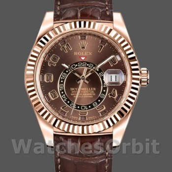 Replica Rolex Sky-Dweller 42mm Heren-326135-Chocolade Arabisch Sunray Bruine Wijzerplaat