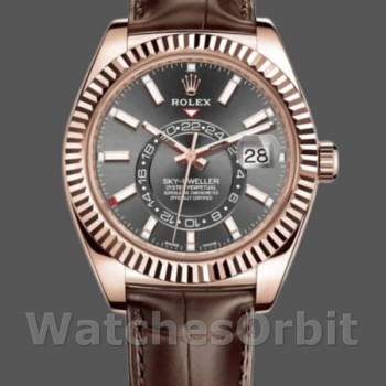 Replica Rolex Sky-Dweller 42mm Heren-326135-Donker Rhodium Wijzerplaat Donker Rhodium