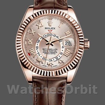 Replica Rolex Sky-Dweller 42mm Heren-326135-Sundust Dial-Rose Gold Sundust<br />