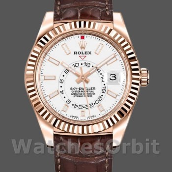Replica Rolex Sky-Dweller 42mm heren-326135-Witte wijzerplaat-Ros goud wit