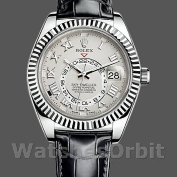 Replica Rolex Sky-Dweller 42mm Heren-326139-Ivory Roman Dial-Leer Band Ivoor<br />