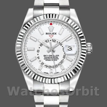Replica Rolex Sky-Dweller 42mm Heren-326934-Roestvrij Staal-Witte Wijzerplaat Wit