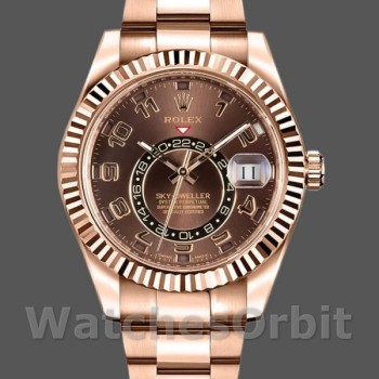 Replica Rolex Sky-Dweller 42mm Heren-326935-Evergoud-Chocolade Arabische Wijzerplaat<br />