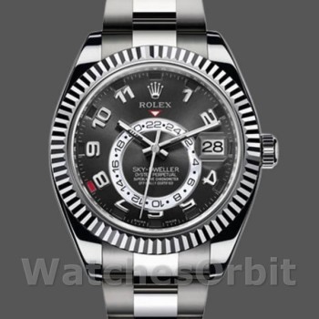 Replica Rolex Sky-Dweller 42mm Heren-326939-Gegolfde lunette-Zwarte wijzerplaat Zwart<br />