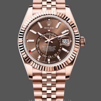 Replica Heren Rolex Sky-Dweller 42-m336935 0006, Everose goud, Chocolade wijzerplaat Chocolade wijzerplaat