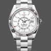 Replica Rolex Day Date 36-128236 0009 voor heren, geribbelde lunette, platina armband, ijsblauw