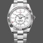Replica Rolex Day Date 36-128236 0009 voor heren, geribbelde lunette, platina armband, ijsblauw