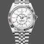 Replica Heren Rolex Sky Dweller 42mm Witte wijzerplaat Geribbelde lunette M336934 0004