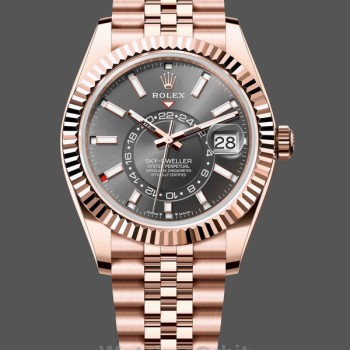 Replica Heren Rolex Sky-Dweller 42-M336935-0008, Everose Gold & Slate Grey Dial Grijze wijzerplaat