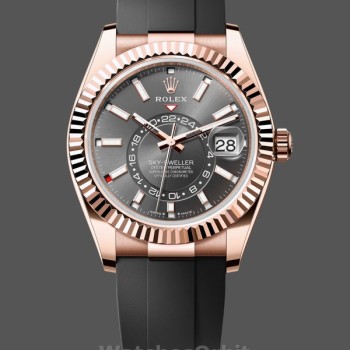 Replica Heren Rolex Sky-Dweller 42-m336235 0004, Leisteen wijzerplaat, Oysterflex, Grijze wijzerplaat