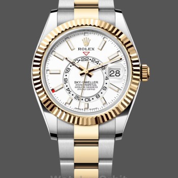 Replica Heren Rolex Sky Dweller 42mm Witte Wijzerplaat M336933 0005 Oystersteel Heren Witte Wijzerplaat