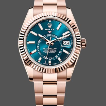 Replica Heren Rolex Sky-Dweller-m336935 0001, 42mm, 18K Everose Goud, Blauwgroen