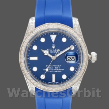 Replica Rolex Submariner 40mm Heren-116610-Blauwe Wijzerplaat-Blauwe Rubberen Band Blauw