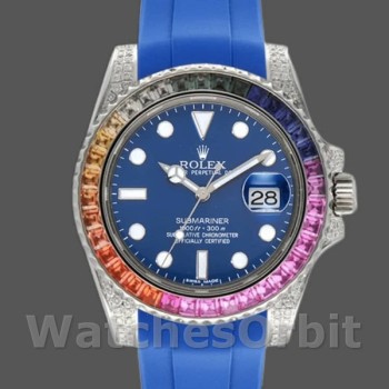 Replica Rolex Submariner 40mm Heren-116610-Blauwe Wijzerplaat-Blauwe Rubberen Band Blauw