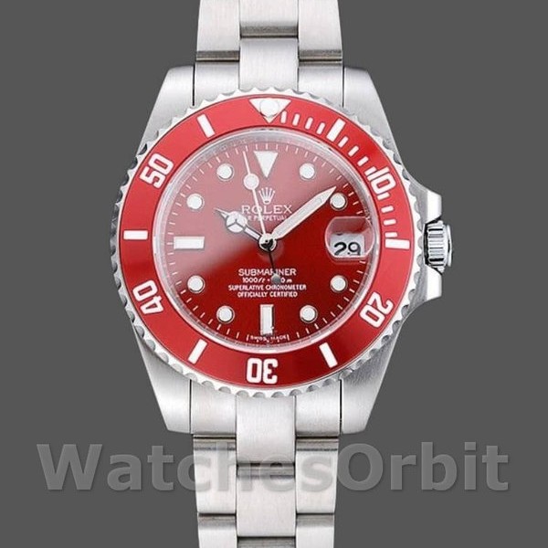 Replica Rolex Submariner 40mm Heren-116610-Roestvrij Staal-Rode Wijzerplaat Rood