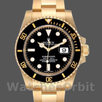 Replica Rolex Submariner 40mm Heren-116618 Geelgoud-Zwarte Wijzerplaat Zwart