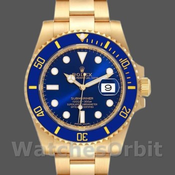 Replica Rolex Submariner 40mm Heren-116618-Geel Goud-Blauwe Wijzerplaat Blauw
