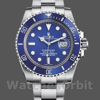 Replica Rolex Submariner 40mm Heren-116619LB-Witgoud-Blauwe Wijzerplaat