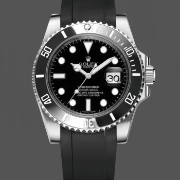 Replica Rolex Submariner 41mm Heren-126610LN-Zwarte Rubber Band-Zwarte Wijzerplaat Zwart