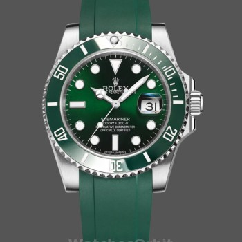 Replica Rolex Submariner 41mm Heren-126610LV-Groen rubberen band-zwarte wijzerplaat Zwart