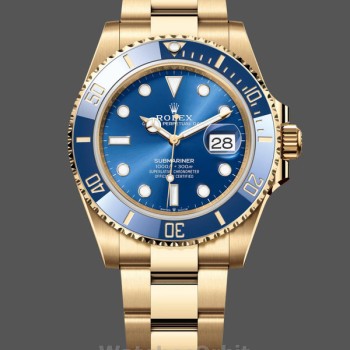Replica Rolex Submariner 41mm Heren-126618LB Geelgoud-Blauwe Wijzerplaat Blauw