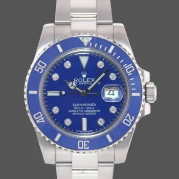 Replica Rolex Submariner 40mm Heren-16610-Roestvrij Staal-Blauwe Ring-Diamant Dial Blauw