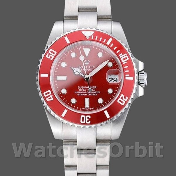Replica Rolex Submariner 40mm Heren-16610-Roestvrij Staal-Roestvrij Wijzerplaat Rood