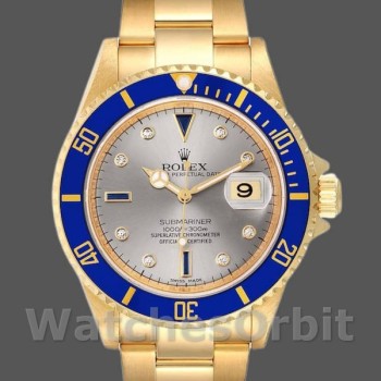 Replica Rolex Submariner 40mm Heren-16618-Serti Wijzerplaat-Blauwe Ring Serti