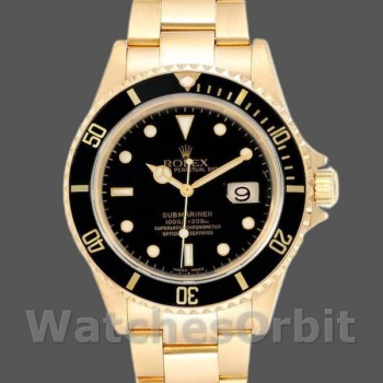 Replica Rolex Submariner 40mm Heren-16618 Geelgoud-Zwarte Wijzerplaat Zwart