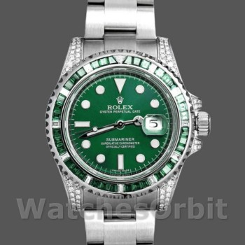 Replica Rolex Submariner Date 40mm Heren-116610LN-Diamant-Draadloze Staal-Groene Wijzerplaat Groen