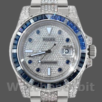 Replica Rolex Submariner Date 40mm Heren-116610LN-Roestvrij Staal-Diamant Bezel Diamant Geplaveid
