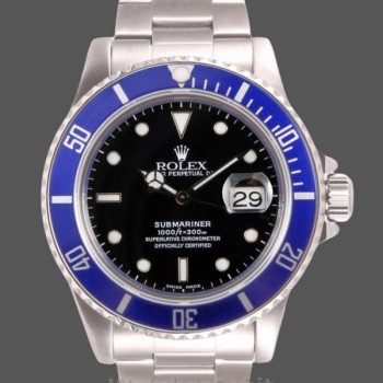 Replica Rolex Submariner 40mm Heren-16610-Blauw keramiek-zwarte wijzerplaat Zwart