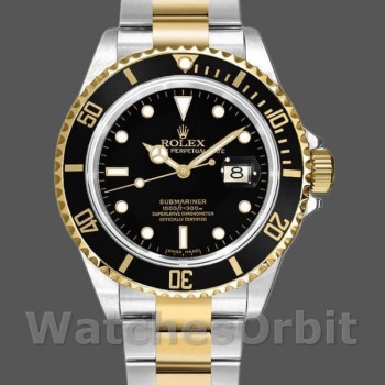 Replica Rolex Submariner Date 40mm Heren-16613LN Geelgoud & Roestvrij Staal-Zwarte Wijzerplaat Zwart<br />