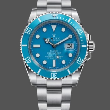 Replica Heren Rolex Submariner Date 41-Turquoise, goudsmid & complicaties, blauwe wijzerplaat