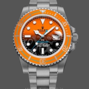 Replica Rolex Submariner DIW Persimmon Orange voor heren met zwarte keramische wijzerplaat en oranje lunette Oranje / Zwart