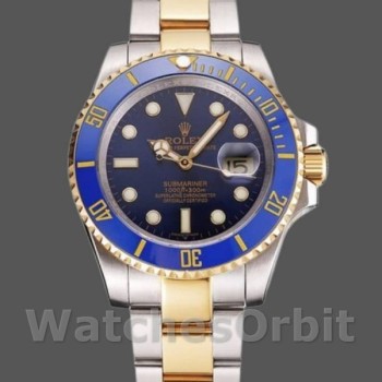 Replica Rolex Submariner 41mm Heren-PR16233B-Twee Tone-Blue Dial Blauw<br />