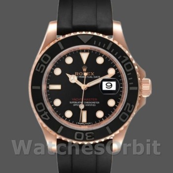 Replica Rolex Yacht-Master 40mm Heren-116655-Everose Goud-Zwarte Wijzerplaat Zwart