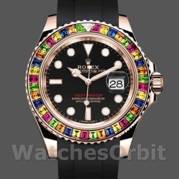 Replica Heren Rolex Yacht-Master 116695-40mm, zwarte wijzerplaat, zwarte rubberen band