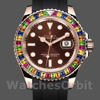 Replica Heren Rolex Yacht-Master-116695, 40mm, zwarte rubberen band, bruine wijzerplaat