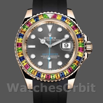 Replica Heren Rolex Yacht-Master-116695, 40mm, Zwart Rubber Band, Grijze Wijzerplaat