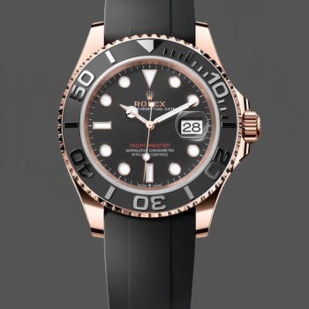 Replica Heren Rolex Yacht-Master-126655, 40mm, Automatisch, Zwarte Wijzerplaat, 18K Everose Goud