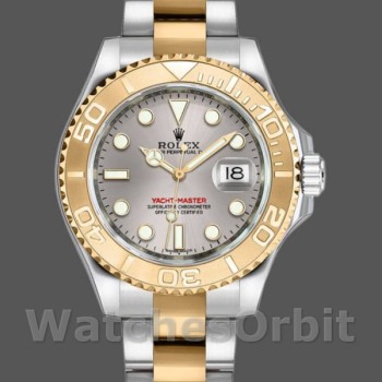 Replica Rolex Yacht-Master 35mm unisex-168623-Staal & Geelgoud-Platina Wijzerplaat Platina<br />