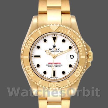 Replica Rolex Unisex's Yacht-Master 35mm Unisex-168628-Witte wijzerplaat-Geel Goud Wit
