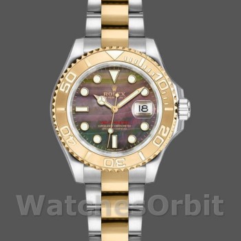 Replica Rolex Yacht-Master 29mm voor dames-169623-Staal & Geelgoud-Zwart MOP wijzerplaat MOP