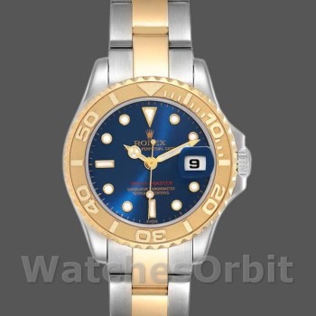 Replica Rolex Yacht-Master 29mm voor dames-169623-Staal & Geelgoud-Blauwe wijzerplaat