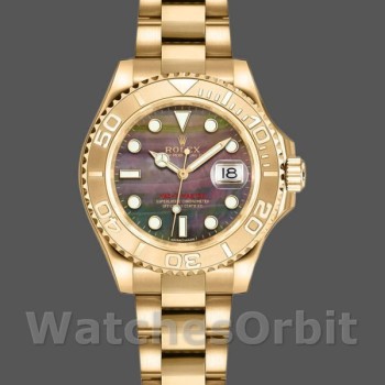 Replica Rolex Yacht-Master 29mm voor dames-169628-geel goud-zwart MOP wijzerplaat MOP
